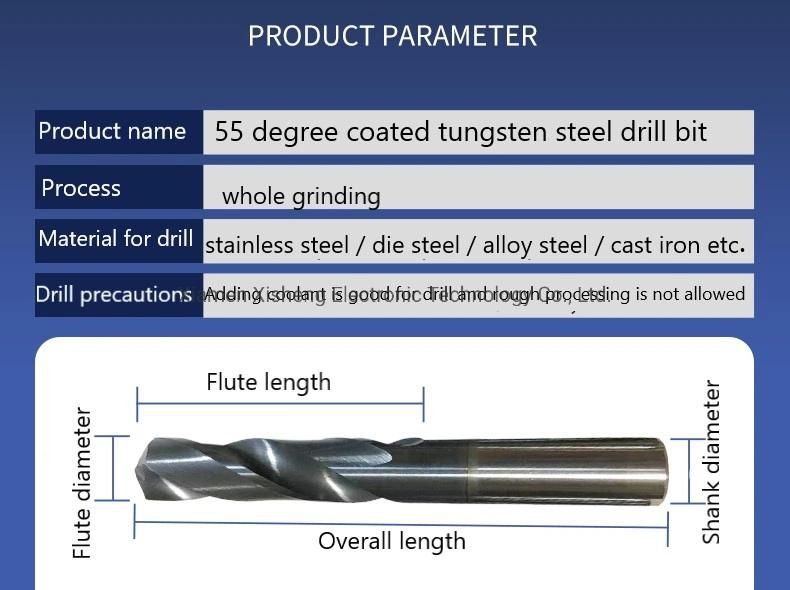 55 Degree Tungsten Steel Coated Drill Bit Solid Carbide Straight Handle Twist Drill