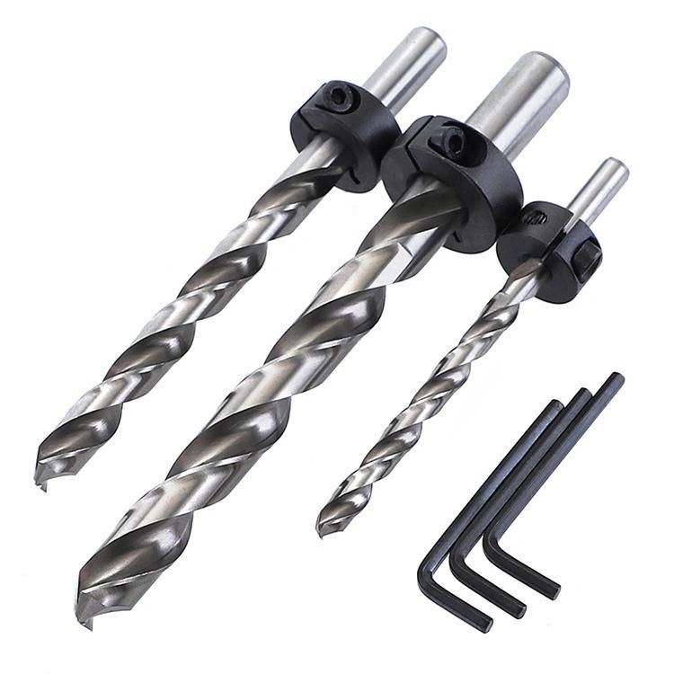 Inch Twist Drill Straight Handle Woodworking Oblique Hole Drill Bit High Speed Steel 4341 with Limit Ring Hand Electric Drill Head