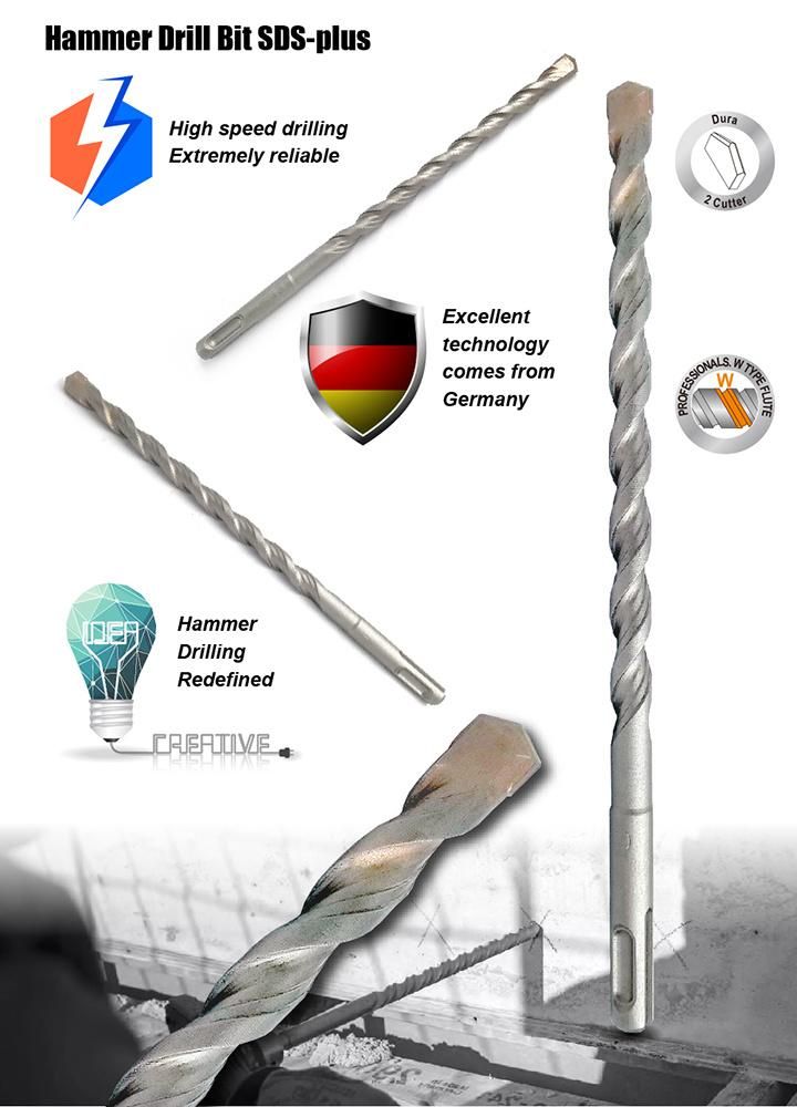 Pgm Premium Quality 2cutter Hammer Drill SDS Plus for Concrete Brick Granite Stone Drilling