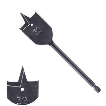 Black Oxided Quick Change Hex Shank Tri-Point Flat Wood Spade Drill Bit with Cutting Groove for Wood