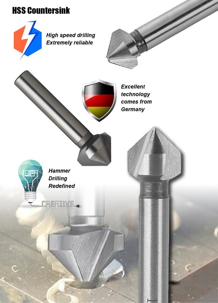 DIN315 3cutter HSS Countersink Cylindrical Shank for Deburring Chamfering Steel Metal Wood Fiber Plastic