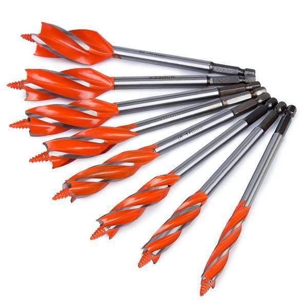 1 Set of 8 Four-Slot Four-Edged Branch Drill Hole Opener Wood Reaming Drill Bit Woodworking Hole Opener