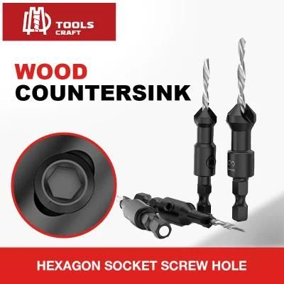 Carpenter Hexagon Shank Drill Guide Taper Countersink Drills Bit Set for Wooden Power Tools