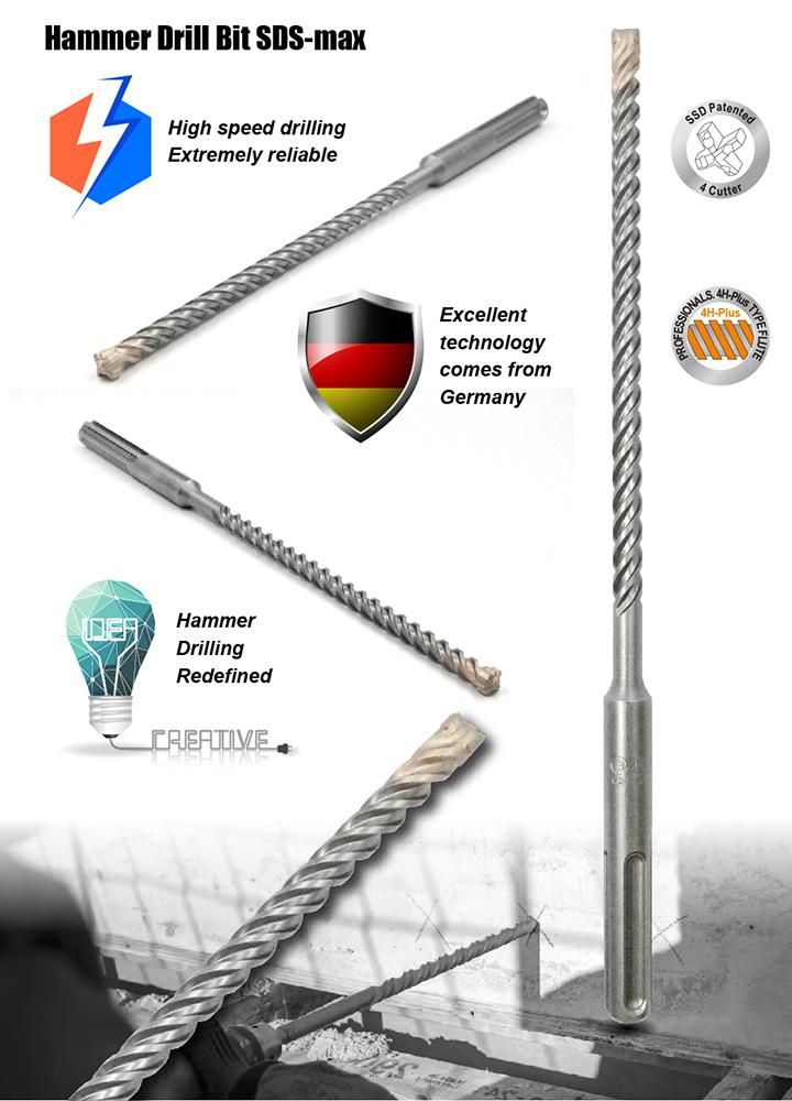 Premium Quality SSD Turbo Cross Cutter Hammer Drill Bit SDS Max 4h Flute for Concrete Brick Cement Stone Drilling