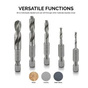 HSS Drill Bits Power Tools 5piece M2 Stubby Hex Shank to Metal Drill Bit