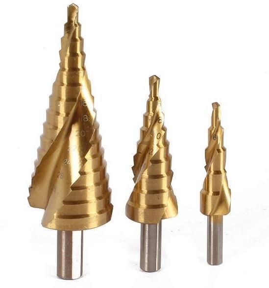 Titanium Step Drill with Spiral Flute for Cutting Wood