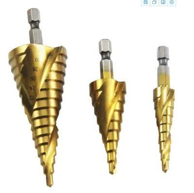 Point Drill Bits Titanium Coated Spiral Grooved Step Drill Bit Set
