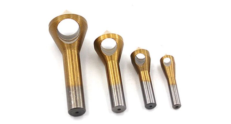 Z-Lion Quick Titanium-Plated 4PCS Cylindrical Shank Flute HSS Countersink Deburring Bit Set for Metal/Woodworking Hole Saw Drilling