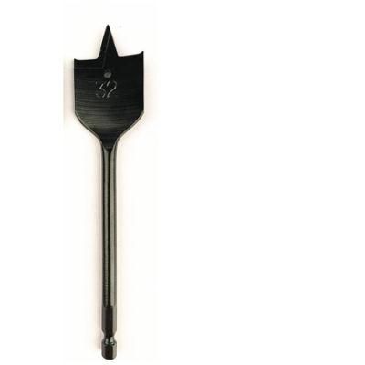 Black Oxided Quick Change Hex Shank Tri-Point Flat Wood Spade Drill Bit with Cutting Groove for Wood