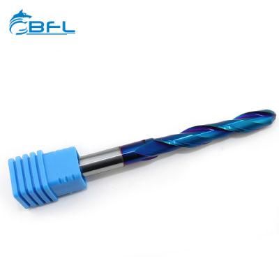 Bfl Tungsten Carbide 2 Flute Ball Nose Blue Nano Coating End Mills for CNC Machine Working