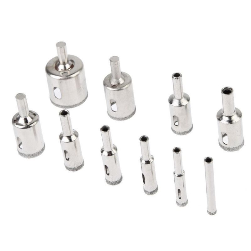 10PCS Diamond Coated HSS Drill Bit Set Tile Marble Glass Ceramic Hole Saw Drilling Bits for Power Tools 6mm-30mm
