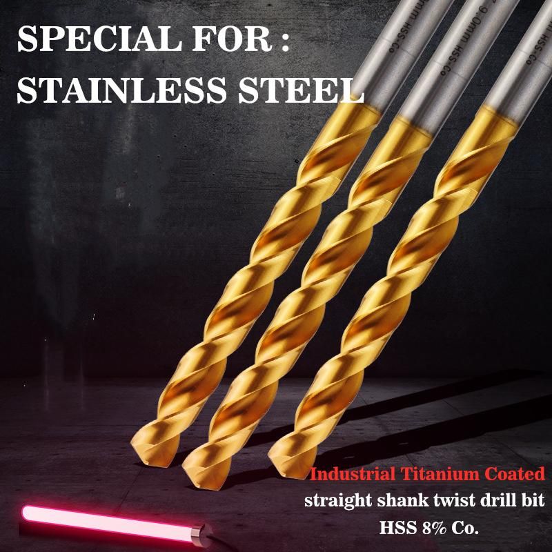 HSS Straight Shank Drill Bit Fully Ground Technology Industrial Titanium Coated Twist Drill Bits