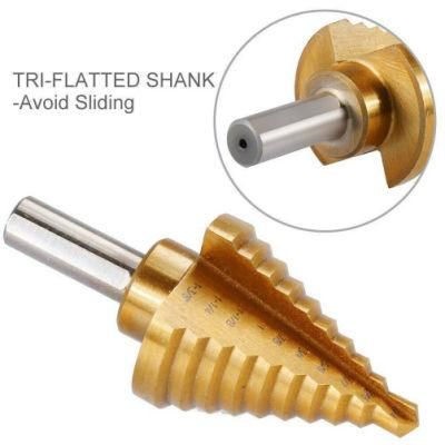 10% off High Speed Steel Titanium Coated Step Drill Bit Hole Cutter Hex Shank Power Tools