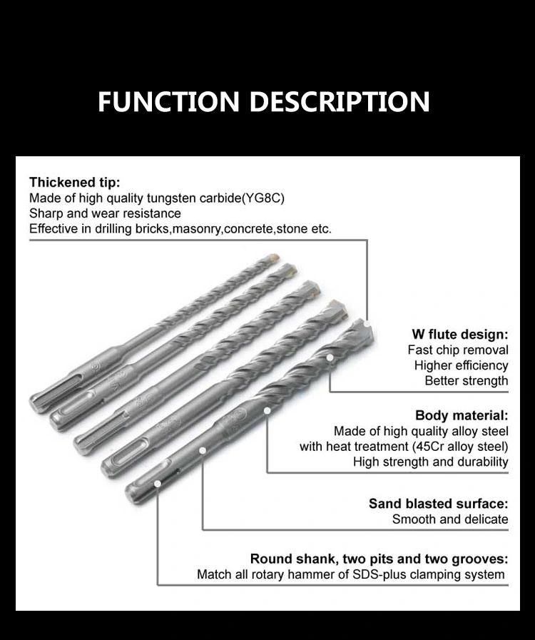 Vido 6*160 SDS Plus Hammer Drill Bit for Cutting Concrete, Cutting Stone