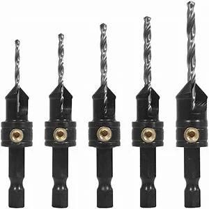 5PCS Hex Shank Single Flute HSS Wood Countersink Drill Bit Set for Wood Screw