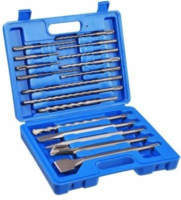 17PCS SDS Plus Rotary Hammer Drill Bits Chisel Concrete Drill Bits Masonry Drill Bits Hole Tool Set