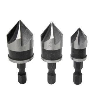 3PCS Hex Shank 5 Flute Wood Countersink Drill Bit Set for Wood Screw