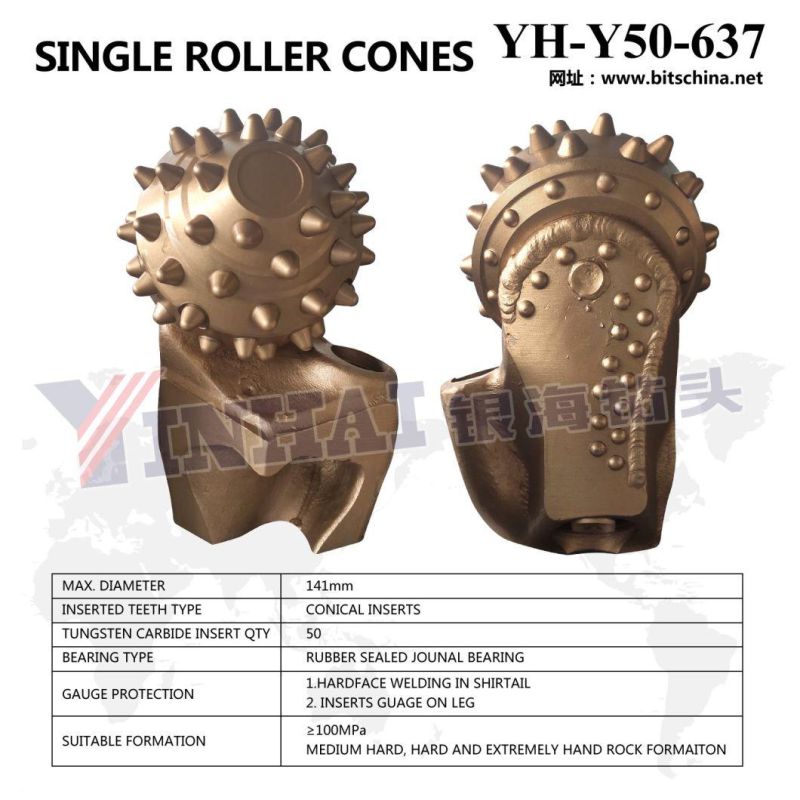 API 8 1/2" IADC637g Single Roller Cones/Cutters, Tricone Bits, Roller Cone Bit for Water Well/Piling/HDD Drilling