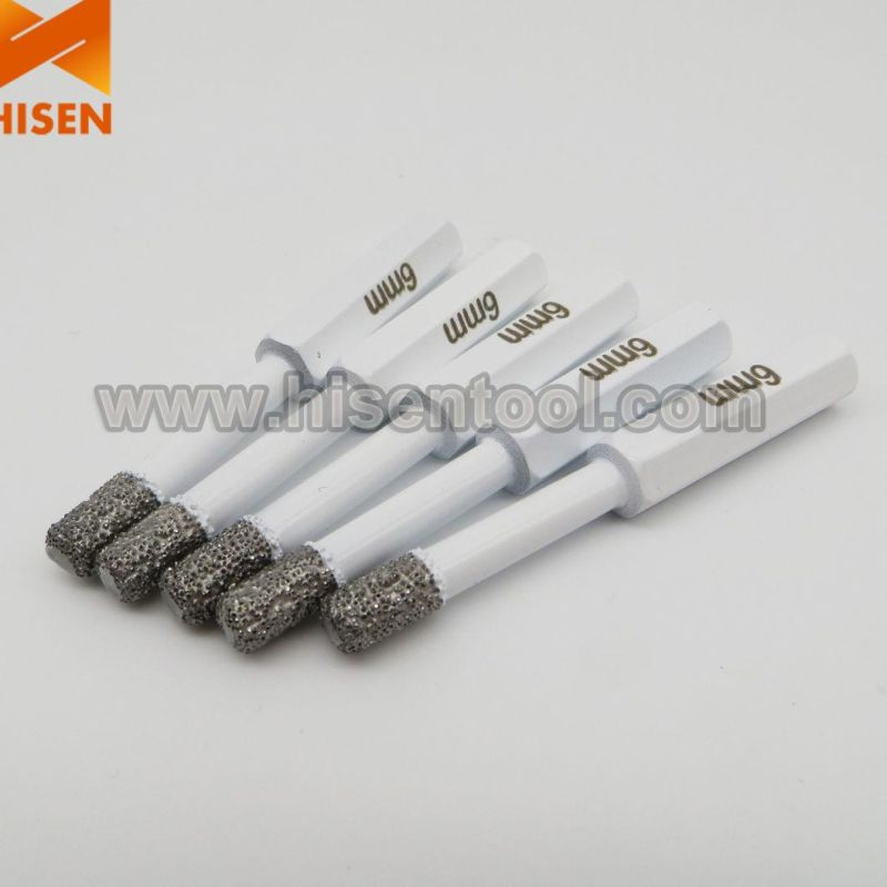 6mm Hexagon Vacuum Brazed Diamond Core Drill Bits for Porcelain Tile