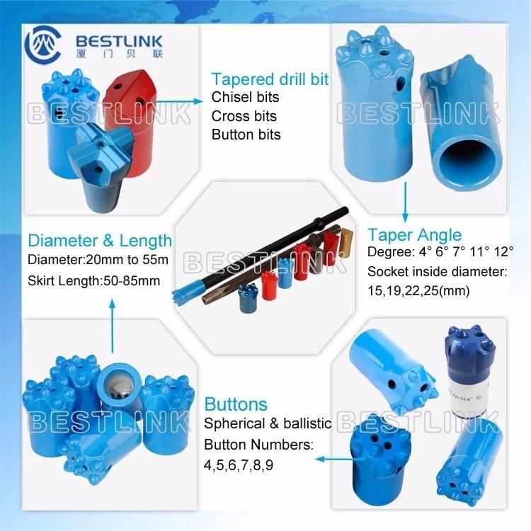 Hard Stone Rock Drilling Taper Cross Bit with Size 30mm-45mm