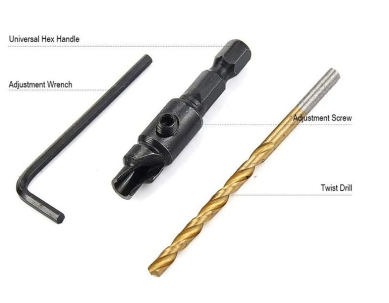 6 Pieces Countersink Woodworking Drill Bit Set for Screw Sizes