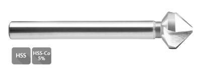 3 Flute 90 Deg. Countersink, Long Shank, HSS / HSS-Co Silver
