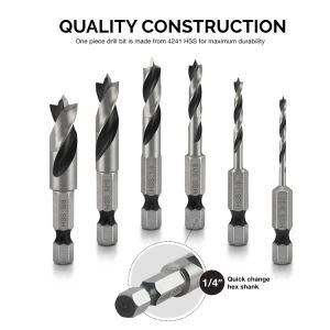 HSS Power Tools Drill Bits Customize Factory 6 Piece for Wood Stubby Brad Point Drill Bit