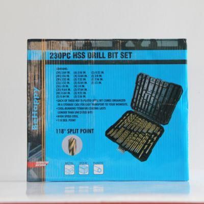 230 PCS 118&deg; High Speed Steel Drill Bits Set