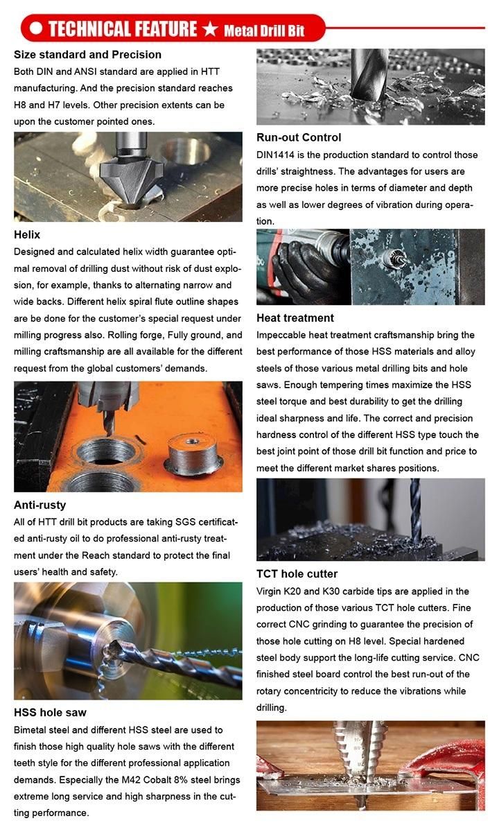 Supreme Professional Quality T.C.T. HSS Twist Drill Bit DIN338 Rn Cylindrical Shank for Metal Steel Stainless Steel Alloyed Unalloyed Non-Ferrous Metal Drilling