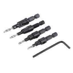 4PCS Hex Shank 3 Flute HSS Wood Countersink Drill Bit Set for Wood Screw