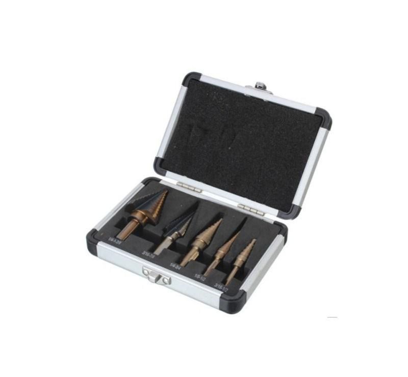 5PCS Amber Finish Step Drill in Aluminum Case