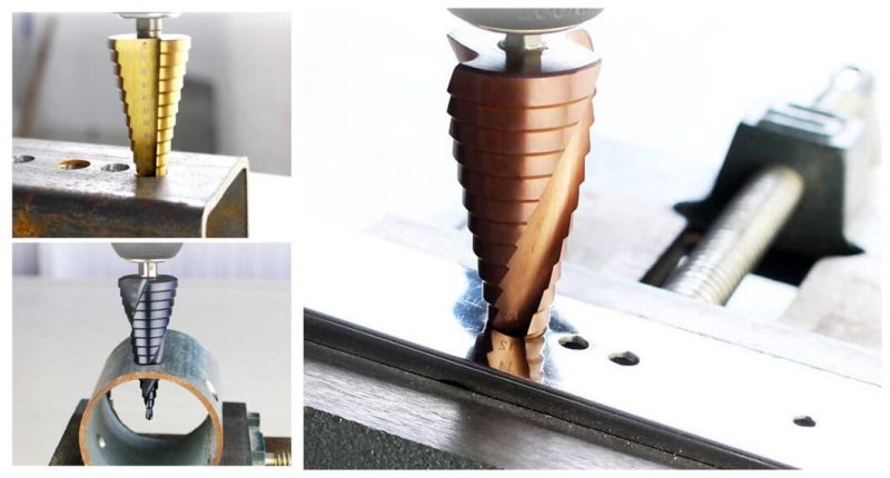 High Quality Custom Cobalt Steel Unibit Tree Step Double Slot Cone Cutting Shaped Drill Bit