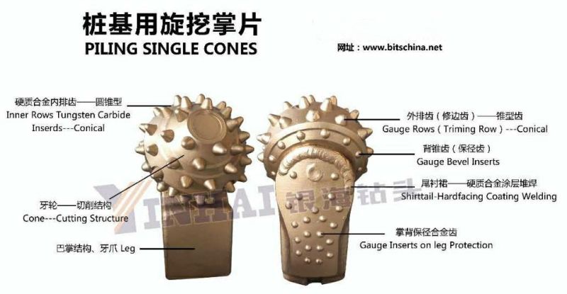 8 1/2" Tri-Cone Bit and Single Roller Cone Rotary Bit Assembly Bit, Special for Piling Bit in Hard Stratum