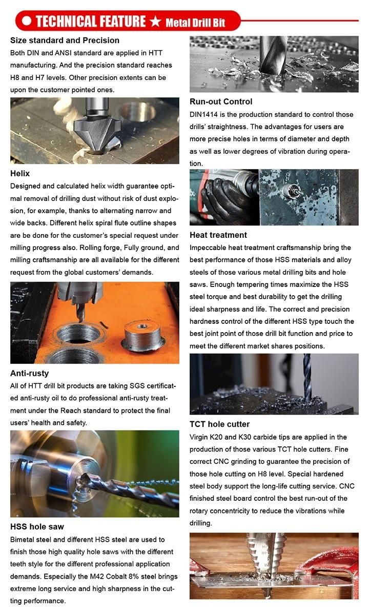 Pre-Cut Bullet Tip HSS Twist Drill Bit DIN338rn for Alloy Steel Iron Metal Drilling