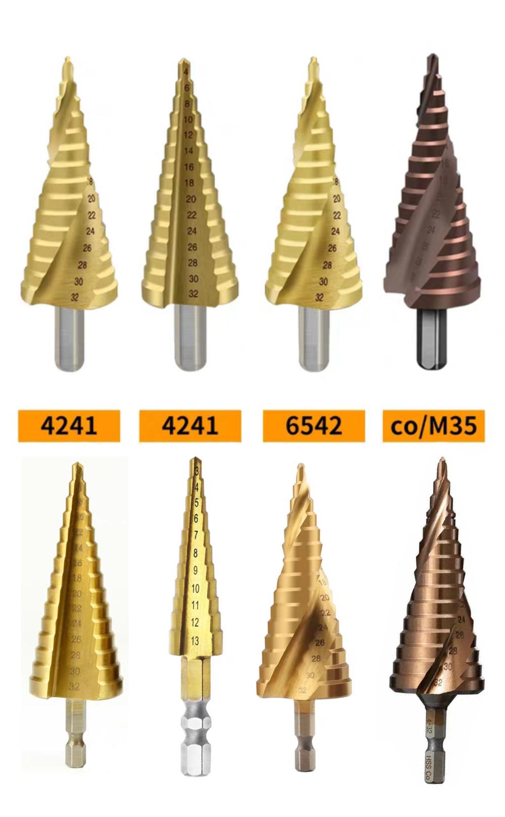 Straight Flute Titanium Hex Shank HSS Step Cone Drill Bit