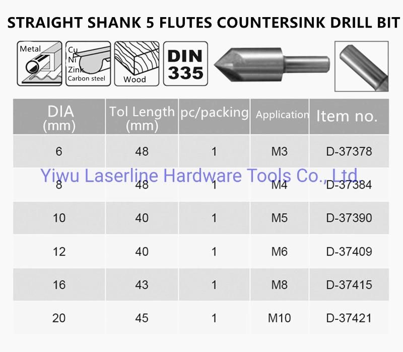 Original Makita Drill Bit for Metal Cu Ni Zn Hole Chamfering HSS Round Shank 5 Flutes Countersink Drill Bit