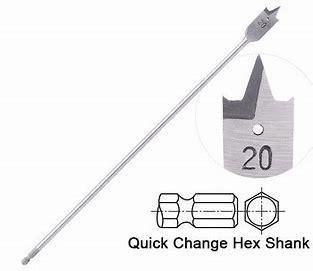 Extra Long Quick Change Hex Shank Tri-Point Flat Wood Spade Drill Bit with Cutting Groove for Wood