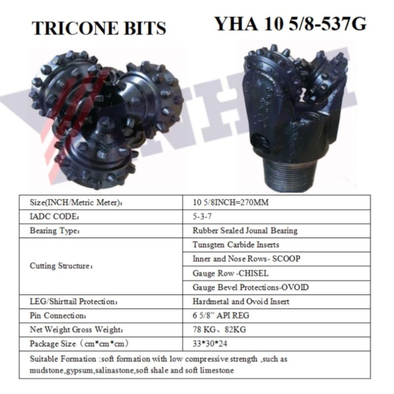 Carbide Tricone Bits for Drilling 10 5/8 Inch IADC537/517 Factory Sell Directly