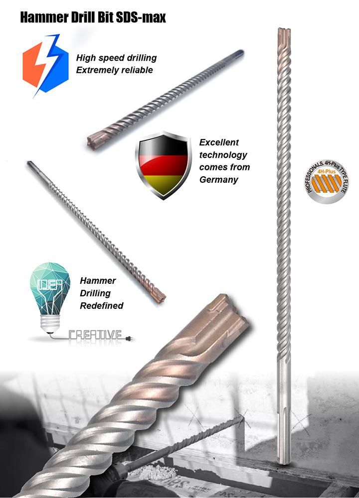 German Quality Multi Cross Cutter Hammer Drill SDS Max for Concrete Reinforcement Cement Brick Drilling