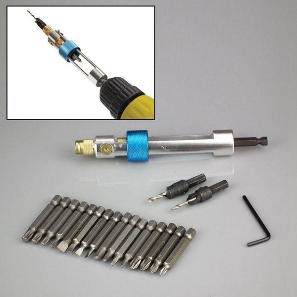 20-Piece Set of Yellow Alloy Steel High-Speed Steel Countersunk Drill Batch Head Wind Batch Double-Use Screwdriver Conversion Tool