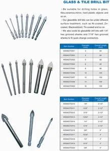Glass Drill Bits Hex Shank Chrome Coated (GD-005)