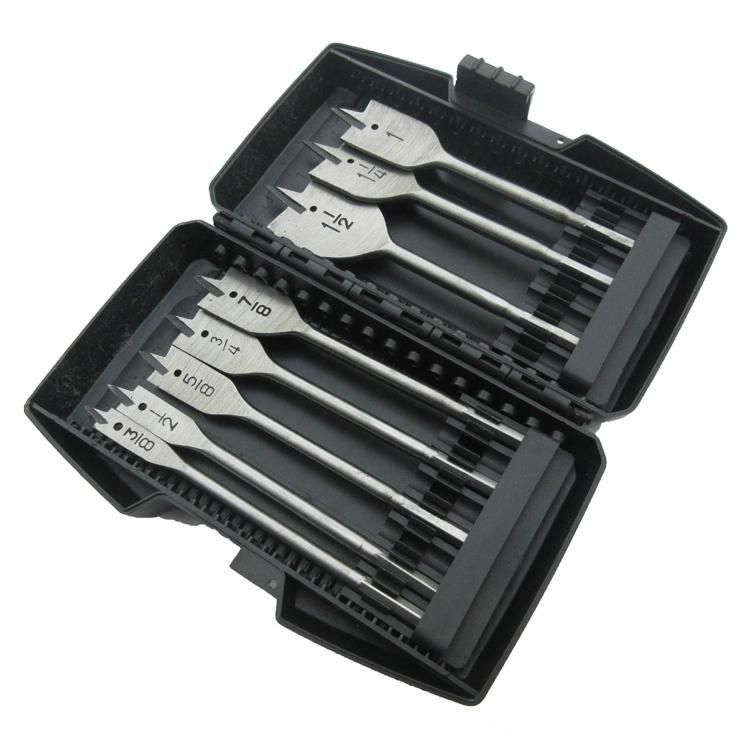 Wooden Case Packing Tri-Point Woodworking Flat Drill Bit Set for Fast Drilling and Wood Clean