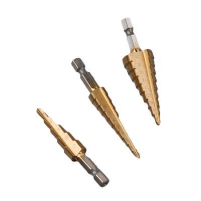 3PCS HSS Steel Step Cone Drill Titanium Step Drill Bit