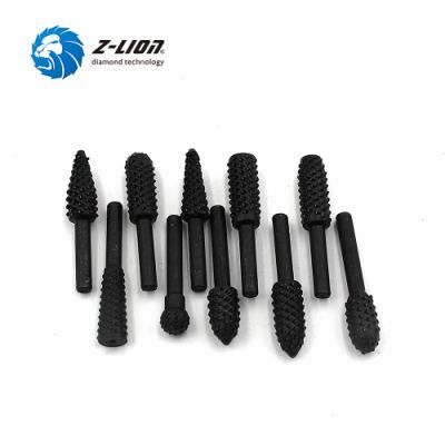 Z-Lion 10PCS 6.3mm Round Shank Woodworking Grinding Rotary File 45 Steel Drill Bit Set