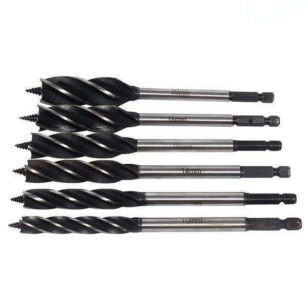 1 Set of 6 Hexagonal Shank Extended Woodworking Drill Set