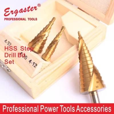 5PCS Titanium Step Drill Bit Set with Automatic Center Punch