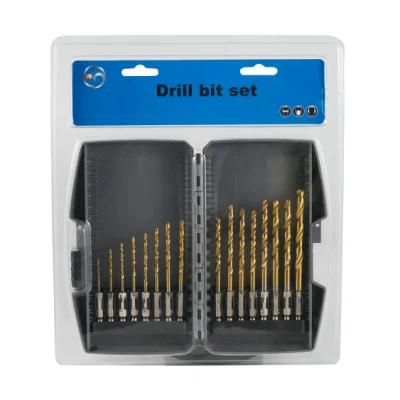 HSS Titanium Coated 16PCS Hex Shank M35 Cobalt Titanium Coated Twist Drill Bit Set
