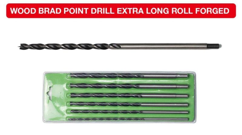 HSS Rolled Woodworking Wood Brad Point Drill Bit Extra Long Roll Forged