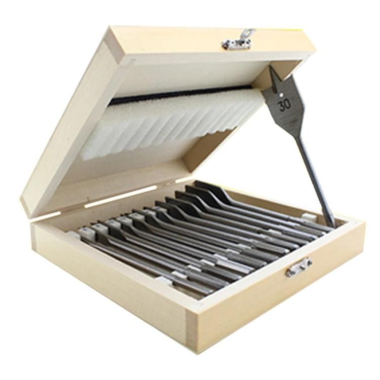 Wooden Case Packing Tri-Point Woodworking Flat Drill Bit Set for Fast Drilling and Wood Clean