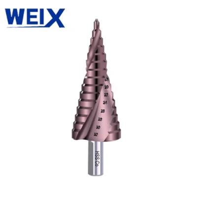 Weix Comfortable Price High Performance Spiral/Straight HSS M35 Titanium Metal Step Drill Bit